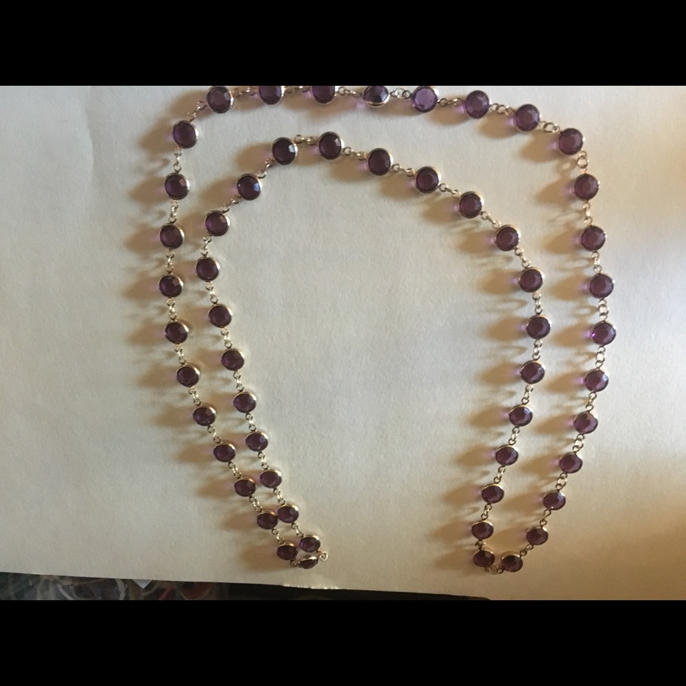Amethyst and gold tone necklace with earrings